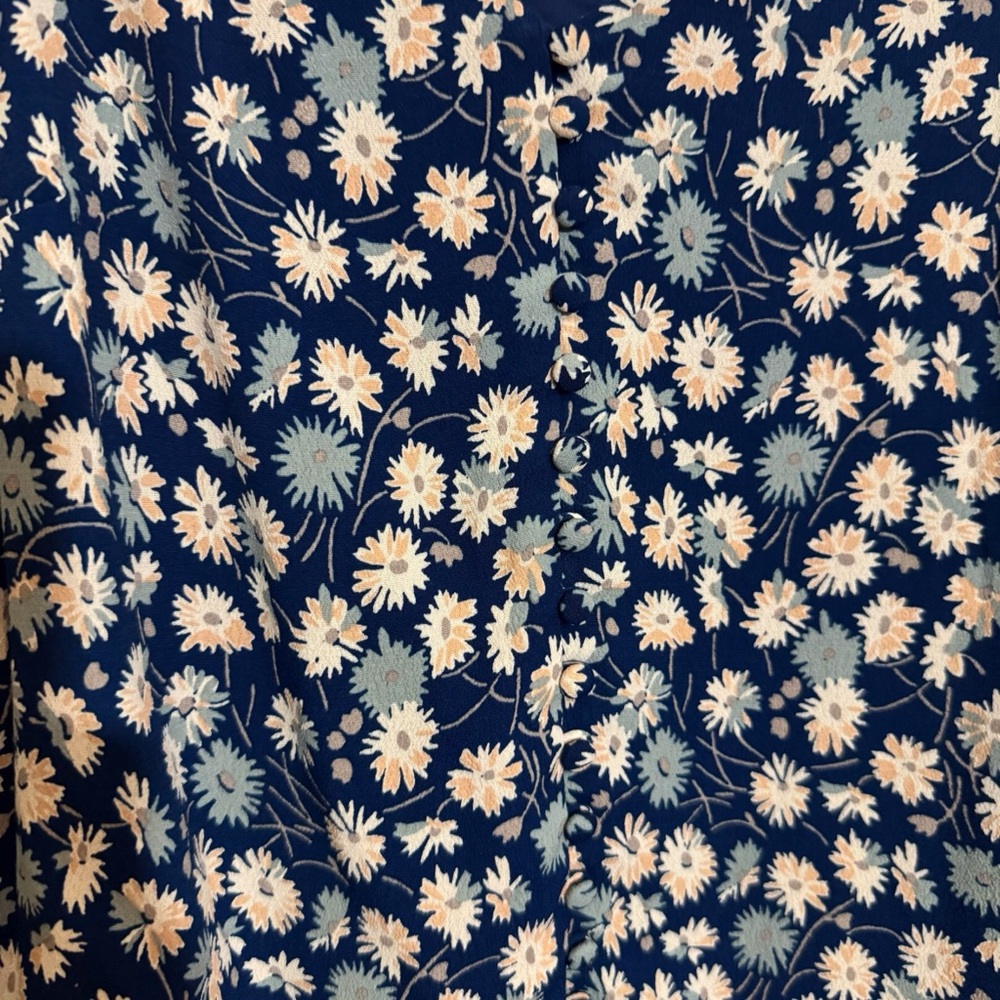 Madewell NWT Size 4 Blue Button Up Cami Tank Top French Floral Boho Beach - Picture 3 of 6